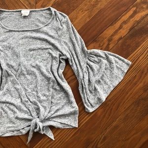 Grey Bell Sleeve Top